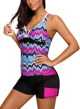 Load image into Gallery viewer, Tone Multicolor Two Pieces Tankini Set