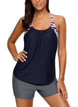 Load image into Gallery viewer, Blouson Style Floral T-back Tankini Top