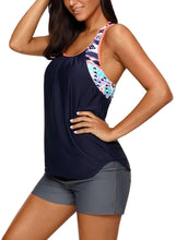 Load image into Gallery viewer, Blouson Style Floral T-back Tankini Top