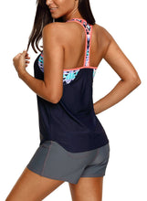 Load image into Gallery viewer, Blouson Style Floral T-back Tankini Top