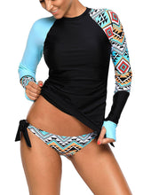 Load image into Gallery viewer, Contrast Detail Long Sleeve Tankini Swimsuit