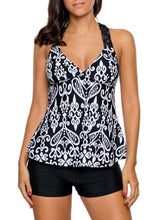 Load image into Gallery viewer, Patchwork Printed Tank Top and Boyshort Tankini Swimwear