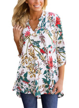 Load image into Gallery viewer, Floral Paisley Print Slight V Neck Blouse