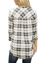 Load image into Gallery viewer, Orange Grassy Plaid Long Sleeve Preppy Blouse