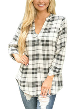 Load image into Gallery viewer, Orange Grassy Plaid Long Sleeve Preppy Blouse