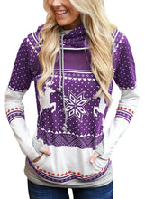 Load image into Gallery viewer, Snow Reindeer Double Hooded Sweatshirt