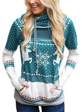 Load image into Gallery viewer, Snow Reindeer Double Hooded Sweatshirt
