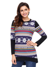 Load image into Gallery viewer, Snowflake Print Long Sleeve Christmas Top