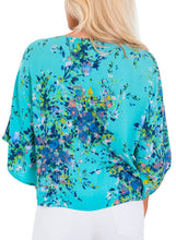 Load image into Gallery viewer, Womens Short Sleeve V Neck Floral Tie Front Flare Tops Chiffon Blouses