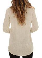 Load image into Gallery viewer, Buttoned Pockets Shawl Collar Blouse