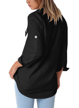 Load image into Gallery viewer, Buttoned Pockets Shawl Collar Blouse
