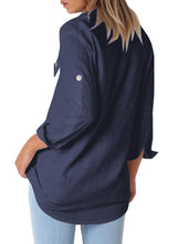 Load image into Gallery viewer, Buttoned Pockets Shawl Collar Blouse