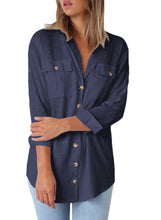 Load image into Gallery viewer, Buttoned Pockets Shawl Collar Blouse