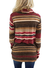 Load image into Gallery viewer, Cowl Neck Striped Sweatshirt