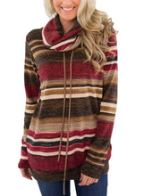 Load image into Gallery viewer, Cowl Neck Striped Sweatshirt