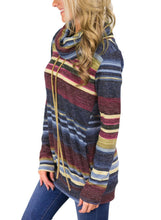 Load image into Gallery viewer, Cowl Neck Striped Sweatshirt