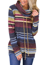 Load image into Gallery viewer, Cowl Neck Striped Sweatshirt