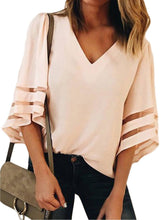 Load image into Gallery viewer, Flare Sleeve V Neck Loose Blouse