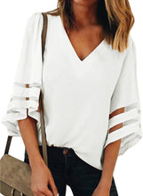 Load image into Gallery viewer, Flare Sleeve V Neck Loose Blouse