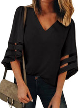 Load image into Gallery viewer, Flare Sleeve V Neck Loose Blouse