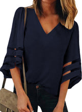 Load image into Gallery viewer, Flare Sleeve V Neck Loose Blouse