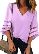 Load image into Gallery viewer, Flare Sleeve V Neck Loose Blouse