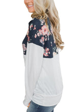 Load image into Gallery viewer, Floral Splice Kangaroo Pocket Zip Collar Sweatshirt