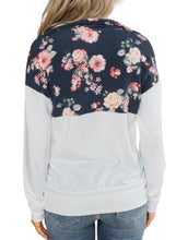 Load image into Gallery viewer, Floral Splice Kangaroo Pocket Zip Collar Sweatshirt