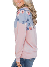Load image into Gallery viewer, Floral Splice Kangaroo Pocket Zip Collar Sweatshirt