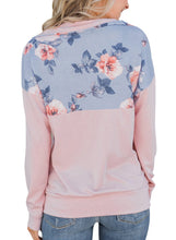 Load image into Gallery viewer, Floral Splice Kangaroo Pocket Zip Collar Sweatshirt