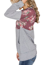 Load image into Gallery viewer, Floral Splice Kangaroo Pocket Zip Collar Sweatshirt