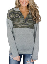 Load image into Gallery viewer, Floral Splice Kangaroo Pocket Zip Collar Sweatshirt