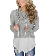 Load image into Gallery viewer, Colorblock Drawstring Cowl Neck Sweatshirt