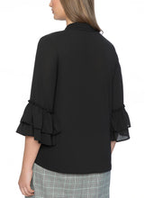Load image into Gallery viewer, Tie Neck Ruffle Sleeved Plus Size Blouse