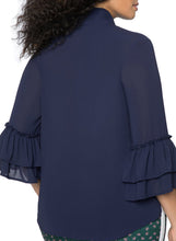 Load image into Gallery viewer, Tie Neck Ruffle Sleeved Plus Size Blouse