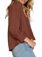 Load image into Gallery viewer, Button Down V Neck Chunky Linen Top