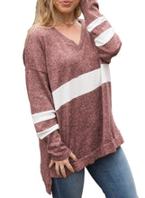 Load image into Gallery viewer, V Neck Chunky Striped Sweatshirt