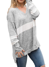 Load image into Gallery viewer, V Neck Chunky Striped Sweatshirt
