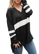 Load image into Gallery viewer, V Neck Chunky Striped Sweatshirt