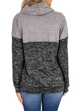 Load image into Gallery viewer, Charcoal Color Block Cowl Neck Sweatshirt