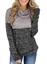 Load image into Gallery viewer, Charcoal Color Block Cowl Neck Sweatshirt
