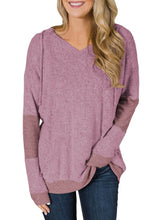 Load image into Gallery viewer, V Neck Patchwork Design Hoodie