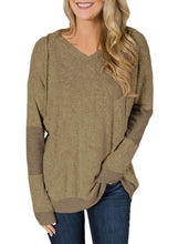 Load image into Gallery viewer, V Neck Patchwork Design Hoodie