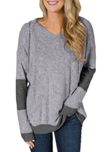 Load image into Gallery viewer, V Neck Patchwork Design Hoodie