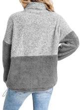 Load image into Gallery viewer, Color Block Zip High Neck Fleece Sweatshirt