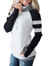 Load image into Gallery viewer, Striped Sleeves Double Hooded Sweatshirt