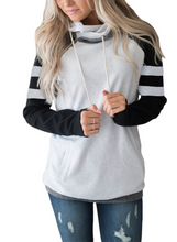 Load image into Gallery viewer, Striped Sleeves Double Hooded Sweatshirt