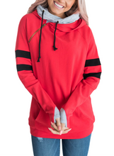 Load image into Gallery viewer, Striped Sleeves Double Hooded Sweatshirt