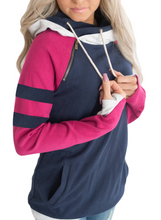 Load image into Gallery viewer, Striped Sleeves Double Hooded Sweatshirt