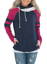 Load image into Gallery viewer, Striped Sleeves Double Hooded Sweatshirt